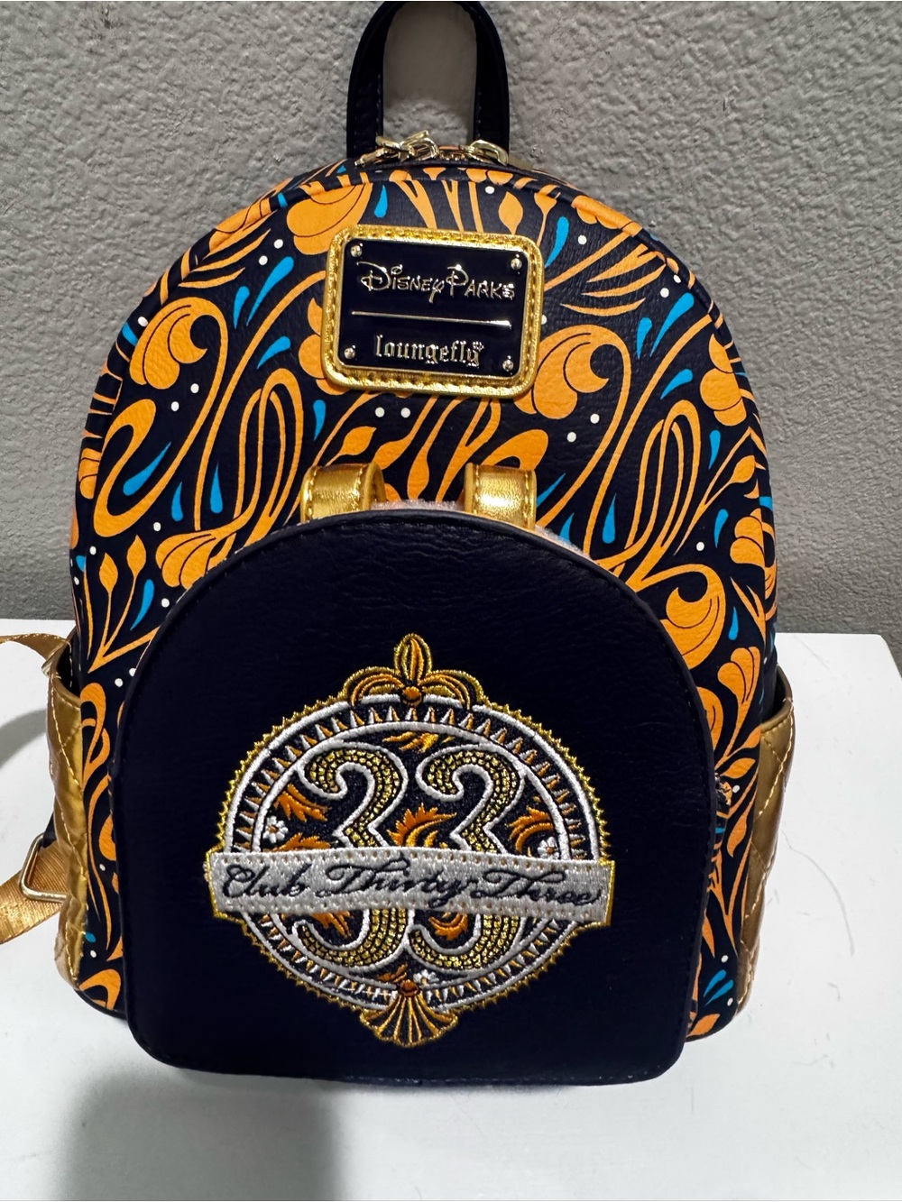 Loungefly Black, Gold & Teal Club 33 Pattern Mini Backpack
